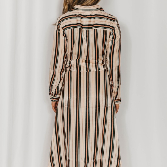 NEW // Striped Button Down Midi Dress - Peach - Picture 5 of 8